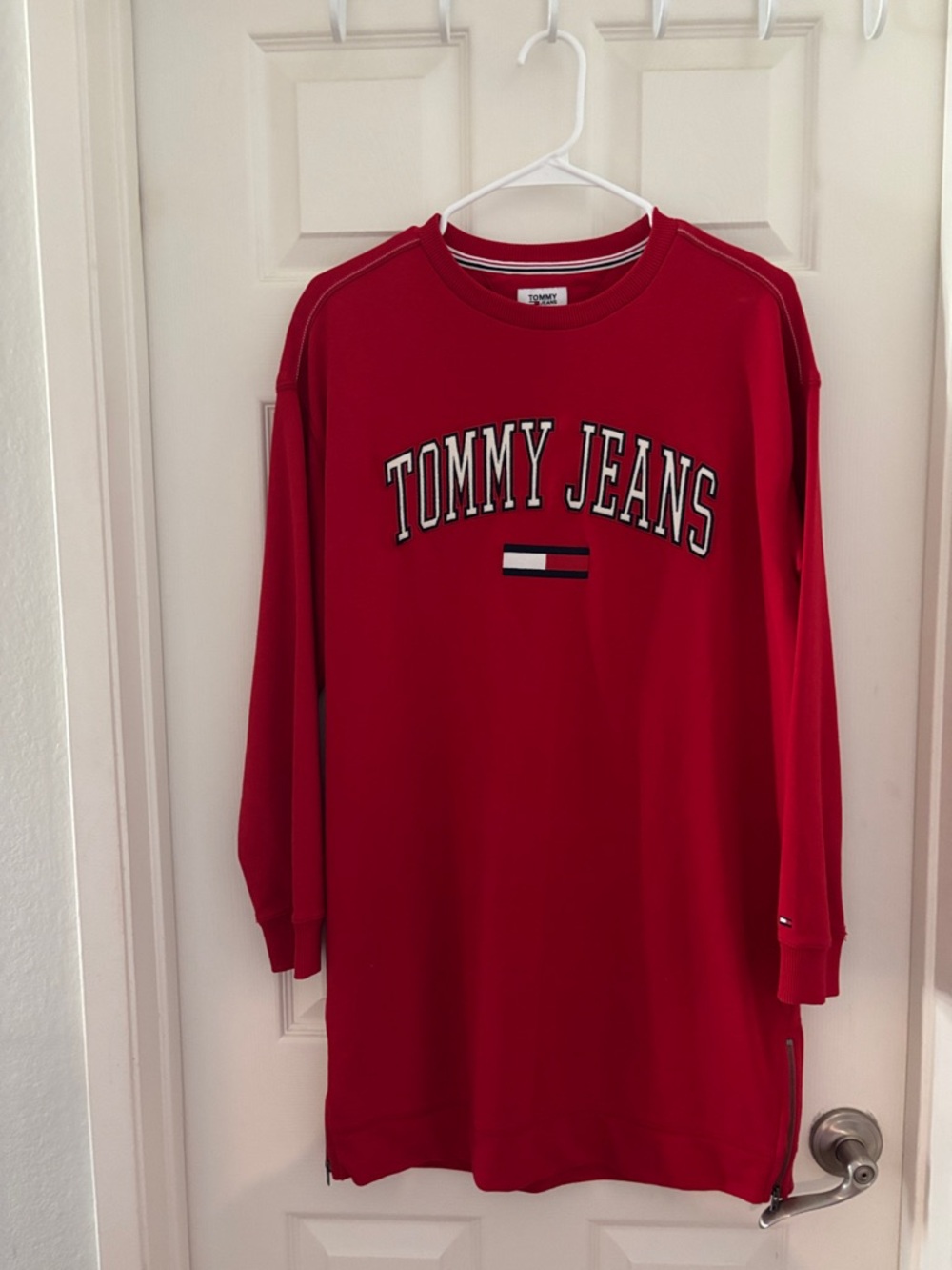 Tommy Hilfiger Red Long Sleeve Logo Dress